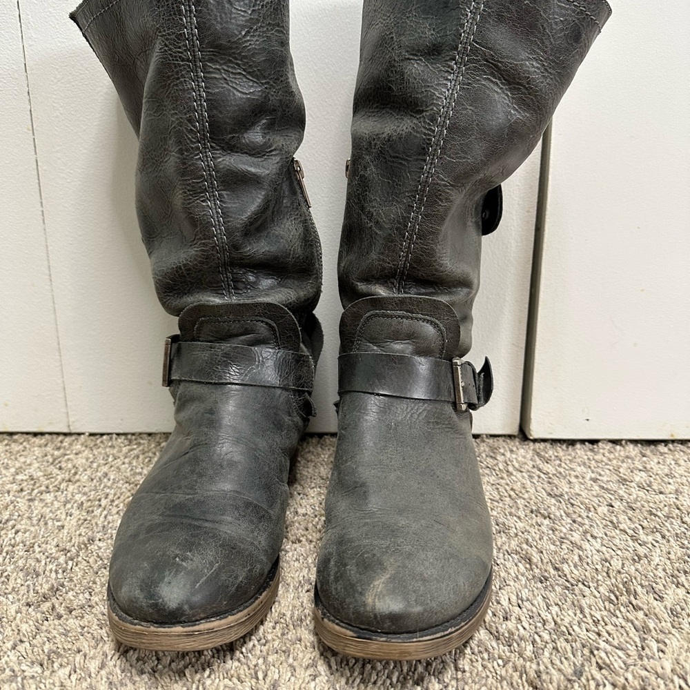 Bed Stu Dark Grey Moto Boots
